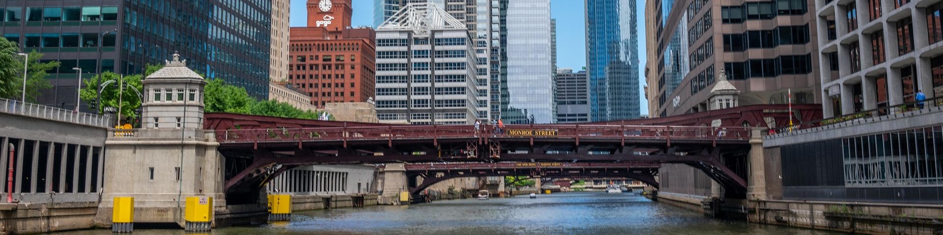 Chicago downtown och Lake Michigan, USA